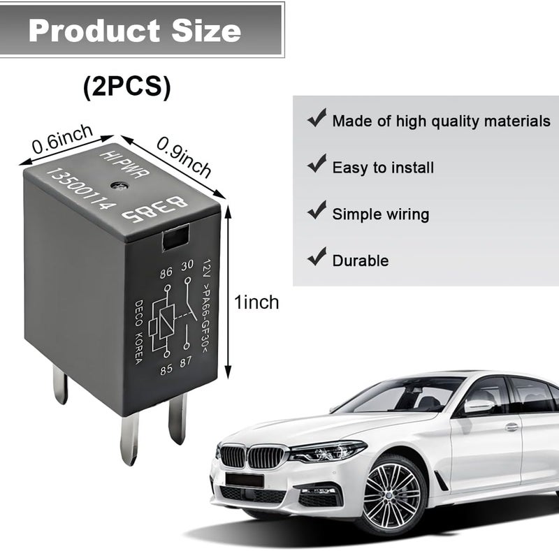 Wevdn 2 PCS Car Air Conditioning Relay, 13500114/8385 12VDC 40A High Power 4 Pin Relay, Multi Purpose Air Conditioning Fan Relays Compatible with Most Vehicles, Car Accessories - Image 2